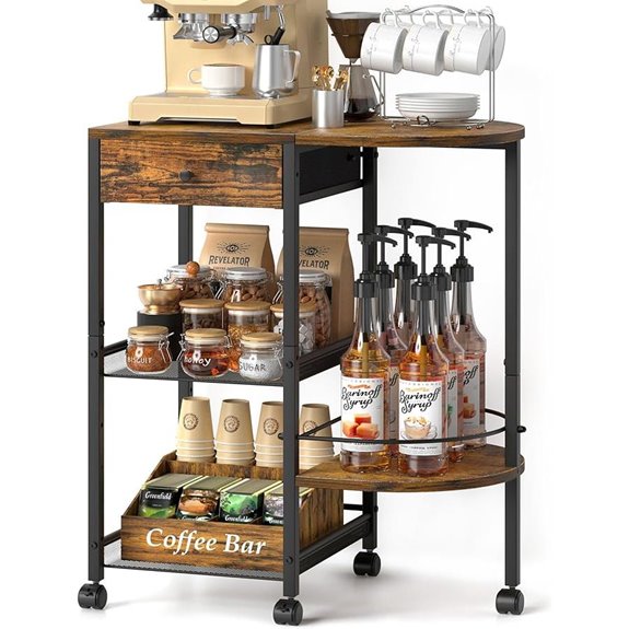 VINAEMO Coffee Bar Station with Wheels and Storage