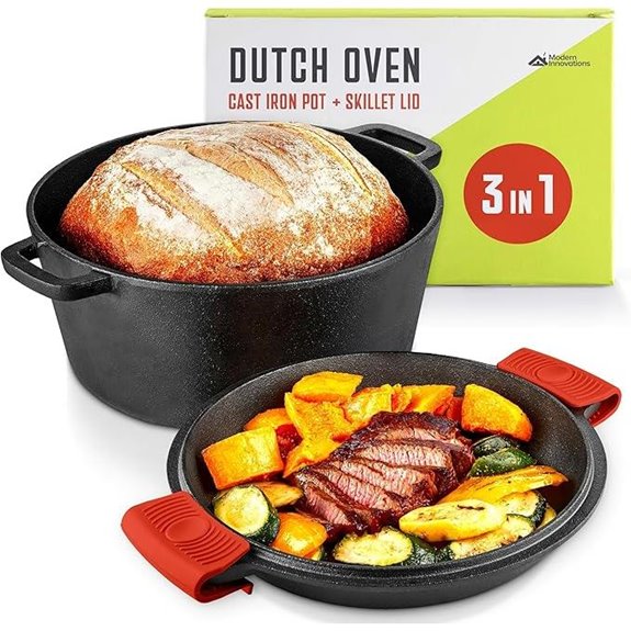 Modern Innovations 3-in-1 Cast Iron Cookware Set