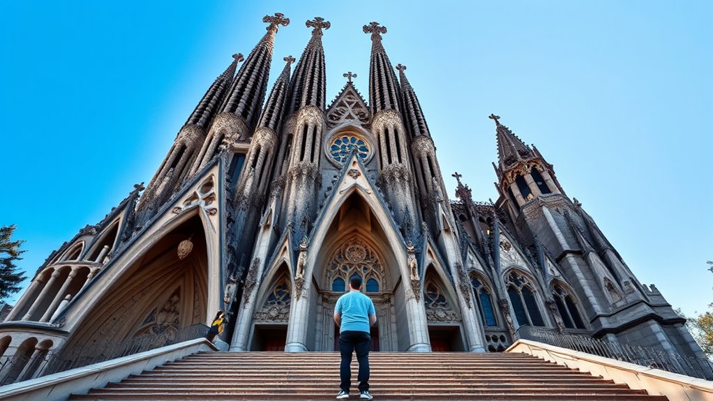 narrow spiral stairs climb