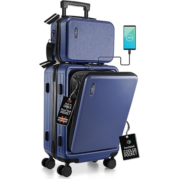 20 Inch Navy Carry-On Luggage with Cosmetic Case