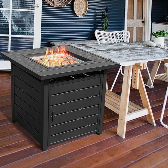 28-inch Outdoor Gas Fire Pit Table with Lava Rock