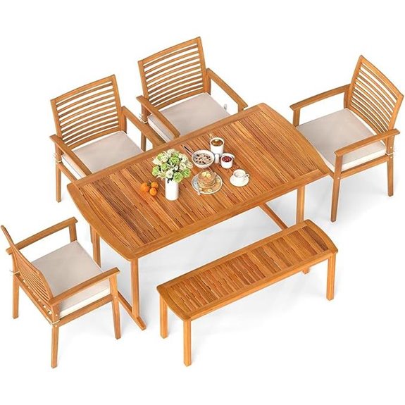 Tangkula 6-Piece Outdoor Acacia Dining Set