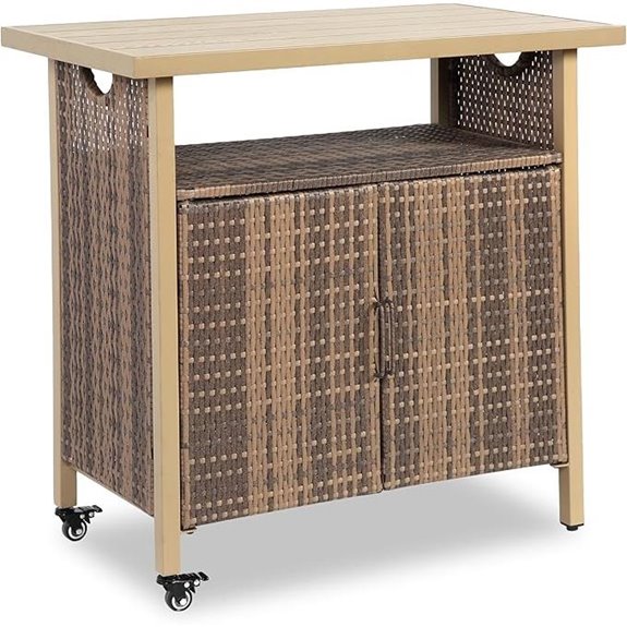 HOMEFUN Outdoor Bar Table with Storage Cart