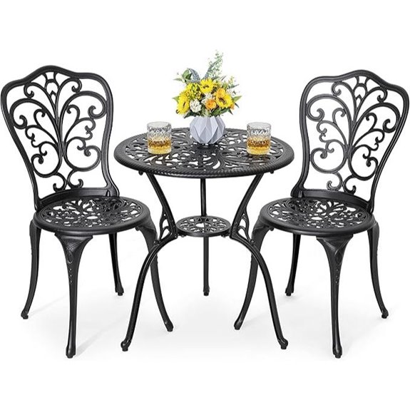NUU Garden 3-Piece Outdoor Bistro Set with Umbrella Hole