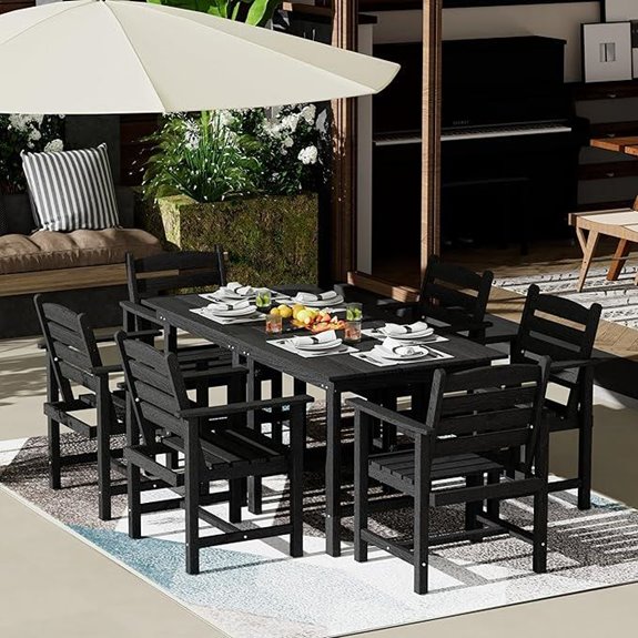 Anbuy 7-Piece Outdoor Dining Set with Convertible Table