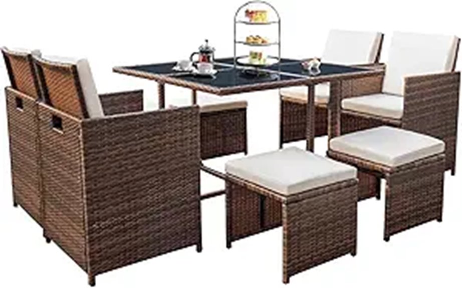 Devoko 9-Piece Outdoor Patio Dining Set with Cushions