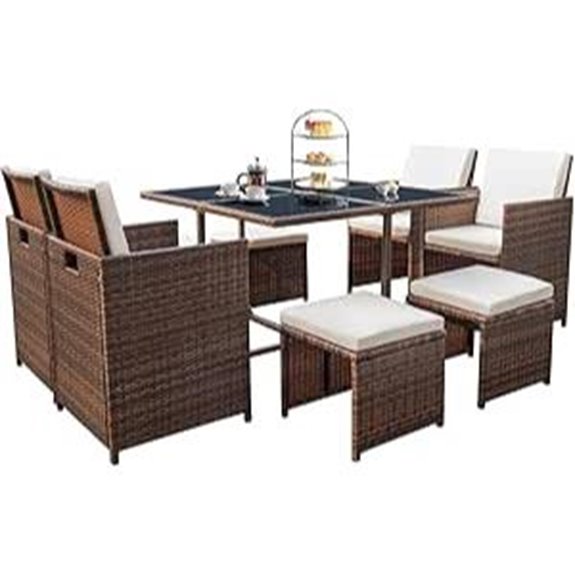 Devoko 9-Piece Outdoor Patio Dining Set with Cushions