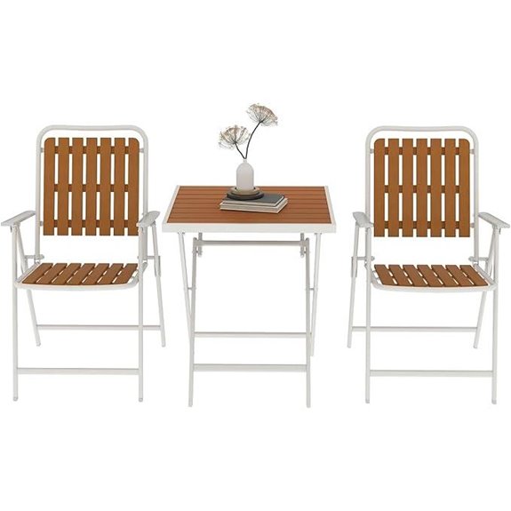3-Piece Outdoor Bistro Set with Folding Chairs