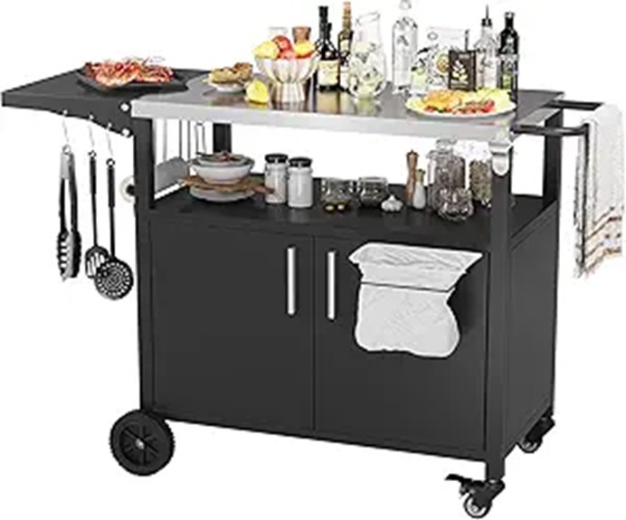 Vongrasig Outdoor Grill Cart with Storage and Foldable Top