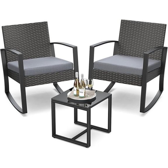 Outdoor Patio Rocking Bistro Set with Coffee Table