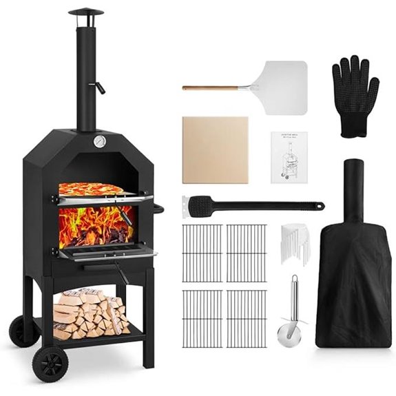 EDOSTORY Outdoor Pizza Oven with Cover and Accessories