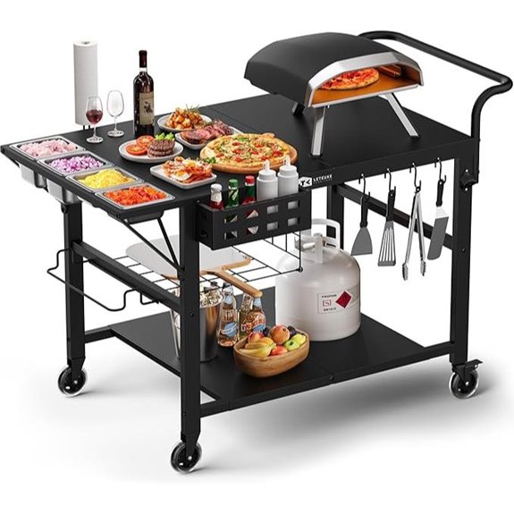 Leteuke Outdoor Pizza Oven & Grill Cart Stand