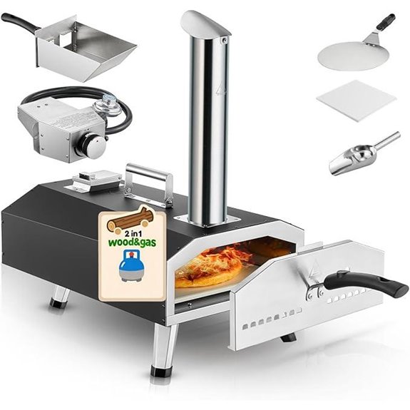 Outdoor Wood & Gas Pizza Oven with Stone