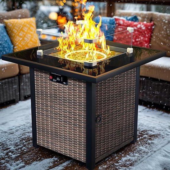 Propane Fire Pit Table 28 Rattan Gas CSA 50,000 BTU