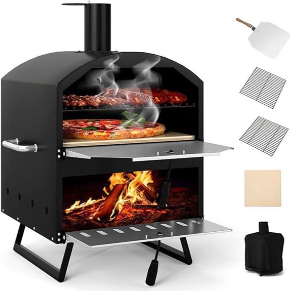 Giantex Outdoor Wood-Fired Pizza Oven with Stone