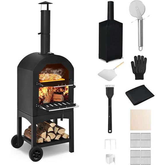 Happygrill Outdoor Wood-Fired Pizza Oven with Cover