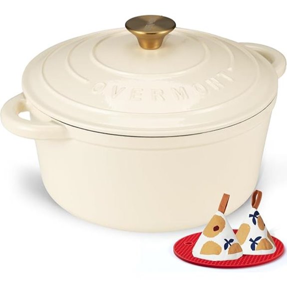 Overmont Enamel Cast Iron Dutch Oven 5.5QT