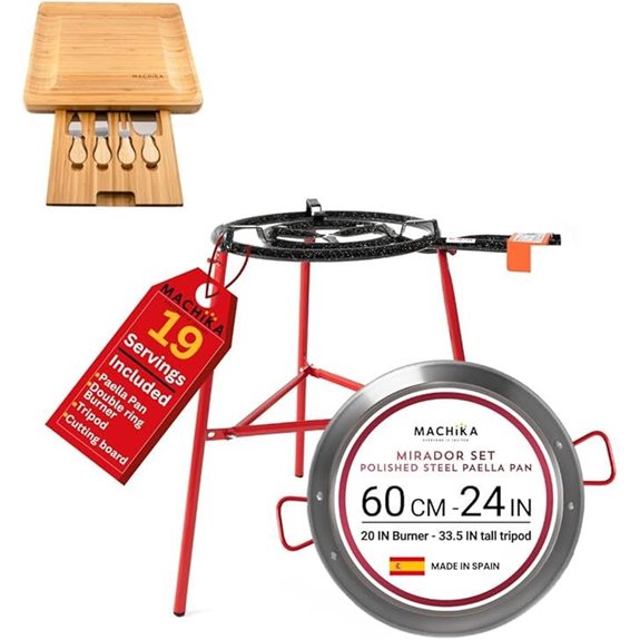 Machika Paella Set with Pan Burner and Cheese Board