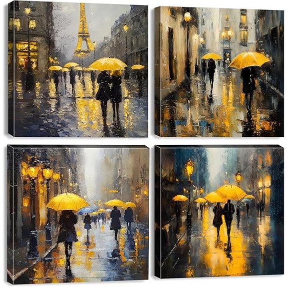 Abstract Paris Wall Art with Eiffel Tower (12x12)