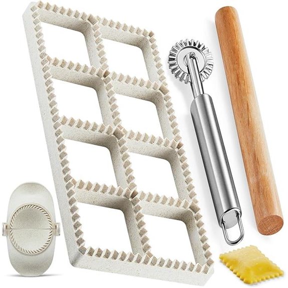Ravioli Maker Press Set with Rolling Pin and Wheel
