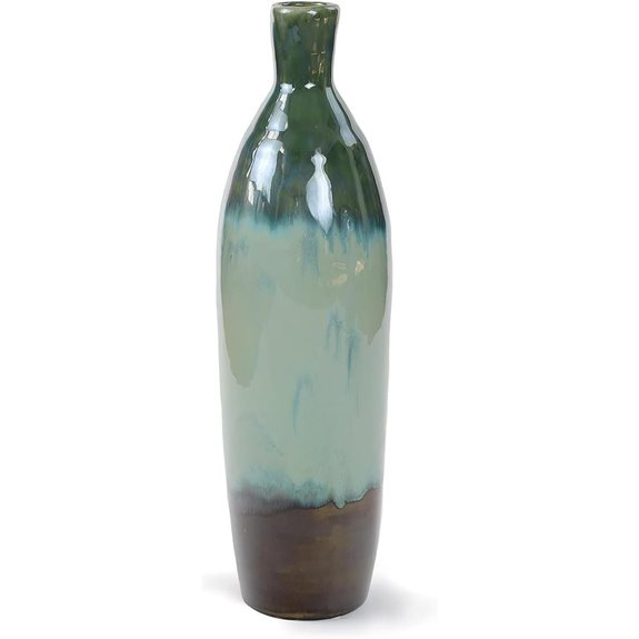Euro Ceramica Patina Artisan Ceramic 20.5'' H Verde Bottle Vase (Aqua)