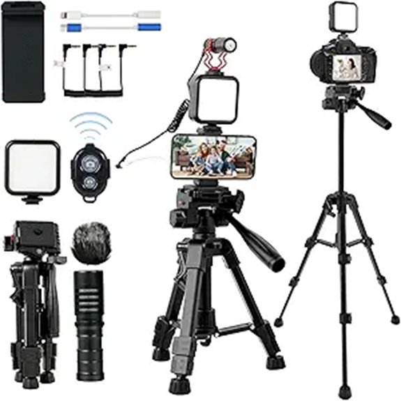 Vlogging Kit for Phone Camera with LED Light & Microphone