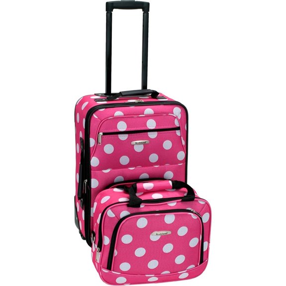 Rockland Pink Dots 2-Piece Expandable Luggage Set