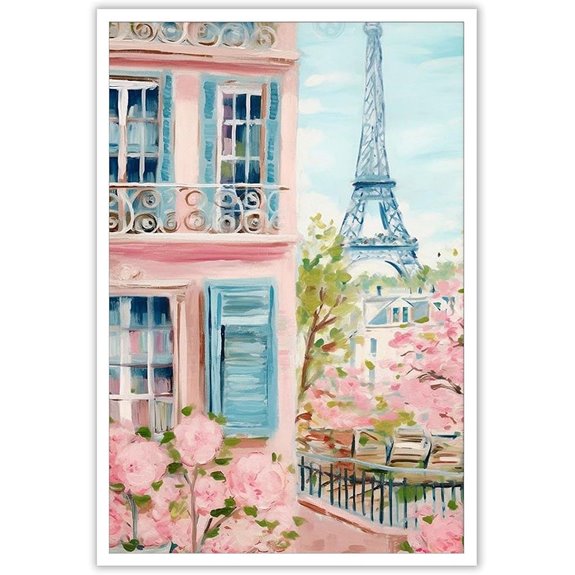 Pink Paris Eiffel Tower Wall Art Prints