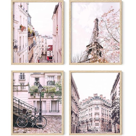 Pink Paris Wall Decor Set of 4