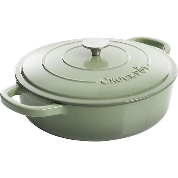 Crock Pot Artisan Enameled Cast Iron Braiser W/Lid 5-Quart Pistachio