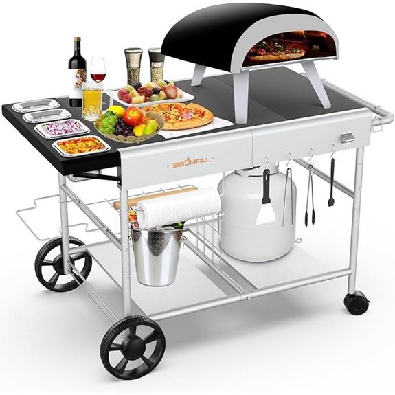 Pizza Oven Table Grill Cart with Topping Station
