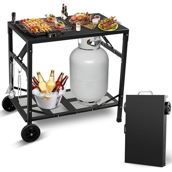 KHAMAL Foldable Outdoor Grill Cart with Wheels
