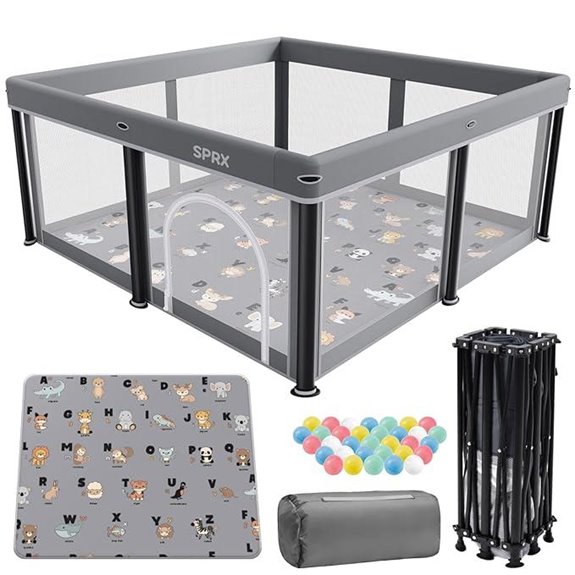 Foldable Baby Playpen with Mat and Travel Pack