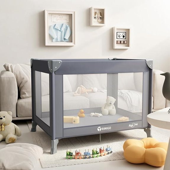Travel Baby Playpen & Bed - Compact Folding Grey