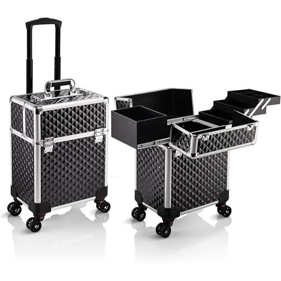 Stagiant Rolling Makeup Case with Wheels and Trays