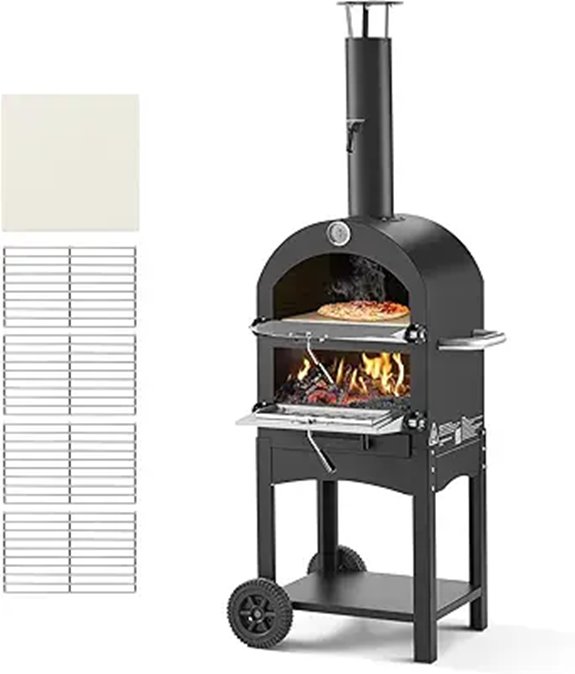 VEVOR Outdoor Pellet Pizza Oven with Wheels