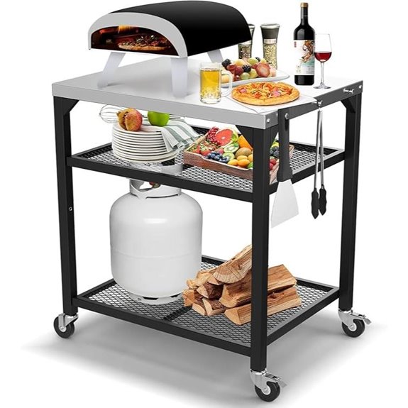 Movable Pizza Oven Stand and Food Prep Cart