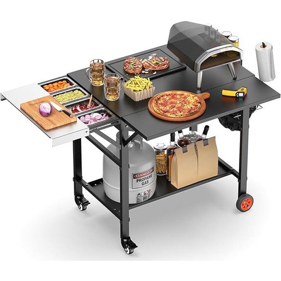 Pizza Oven Table with Wheels for Ooni & More