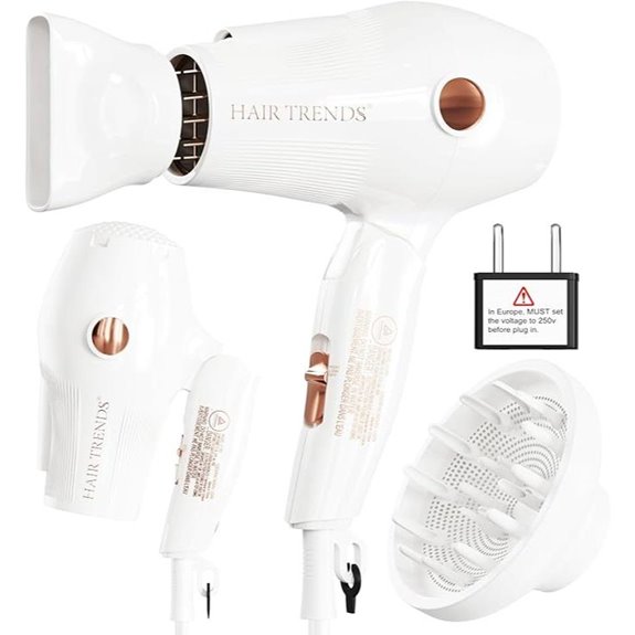 Travel Mini Hair Dryer with Diffuser & Concentrator