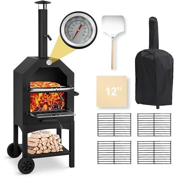 Portable Wood-Fired Pizza Oven with Cover and Accessories