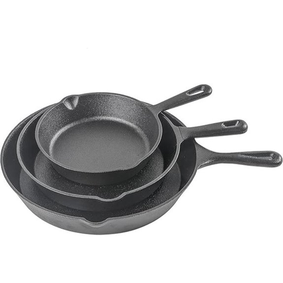 Commercial Cast Iron Skillet Set (3-Piece Pre-seasoned)