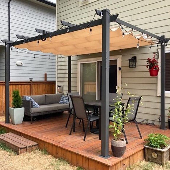 Purple Leaf 10x13 Retractable Pergola with Sun Shade