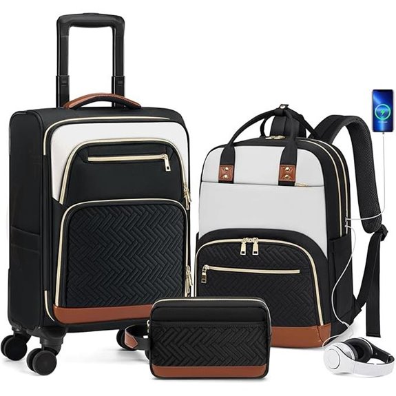 RAINSMORE 3-Piece Carry-On Luggage Set with TSA Lock