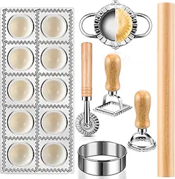 Ravioli Mold & Cutter Set with Wooden Handle