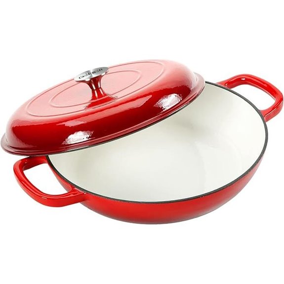 Enamel Cast Iron Casserole Braiser 3.8 Qt Red