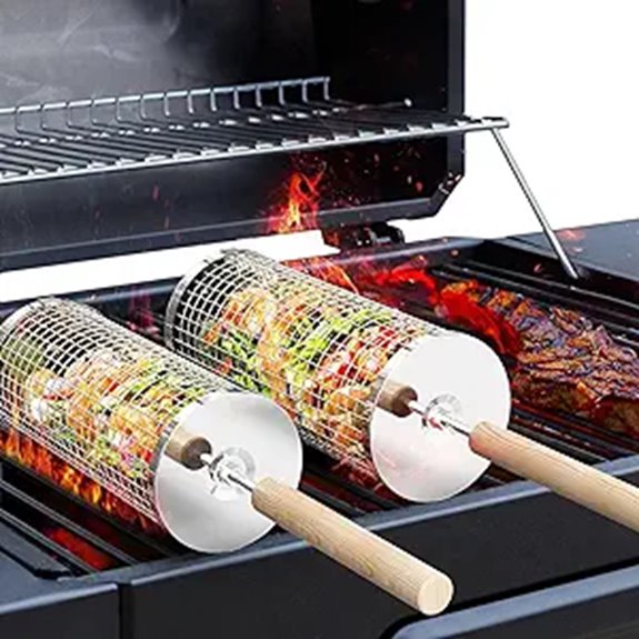 removable wooden handle grill