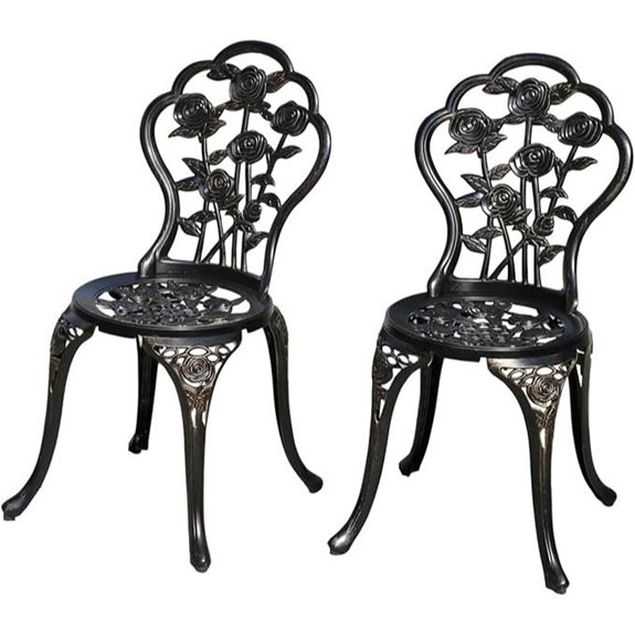 KAILI Rose Garden Cast Aluminum Bistro Chairs (Set of 2)