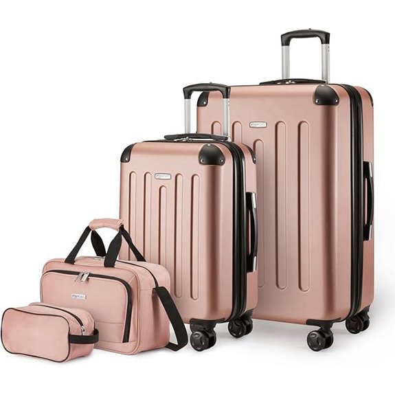 Amazon Basics 4-Piece Rose Gold Luggage Set