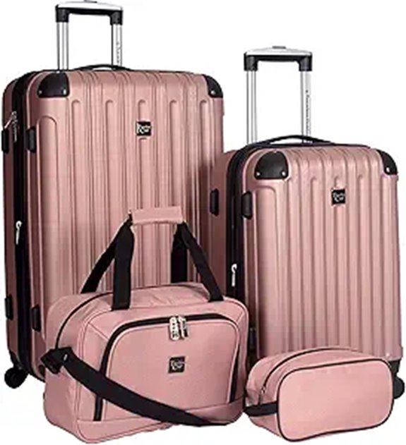 Travelers Club Midtown Hardside 4-Piece Luggage Travel Set Rose Gold