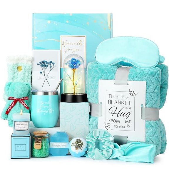 Spa Gift Basket for Women with Rose Light and Blanket